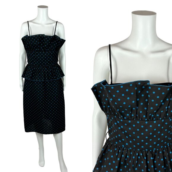 Vintage 80s Sundress Women's Extra Small Polka Dot Pencil 1950s Style Pin Up